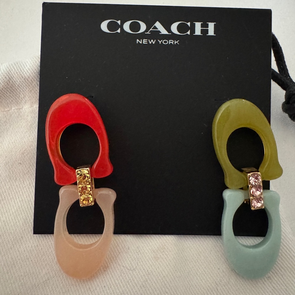 Coach Red and Green Statement Earrings